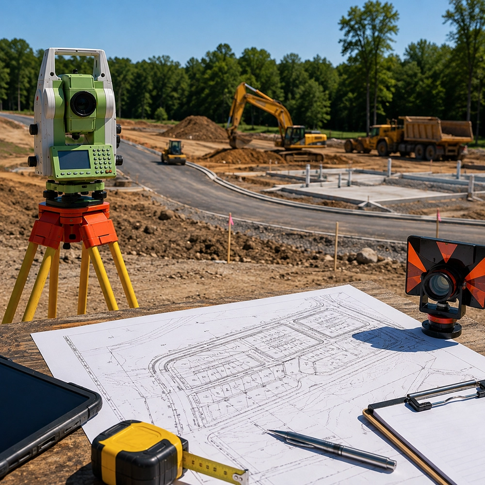 Surveying Plans at a Construction Site Site Development & Subdivision Surveying